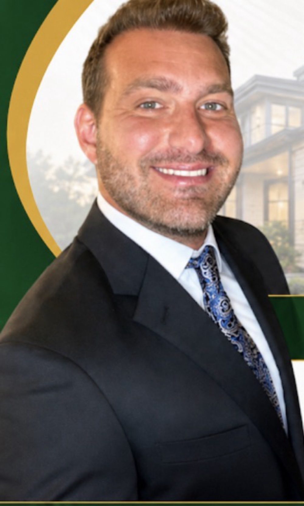 Brad Seid, Branch Manager with West Capital Lending, in a suit with house-and-gold Brad Seid Mortgage branding
